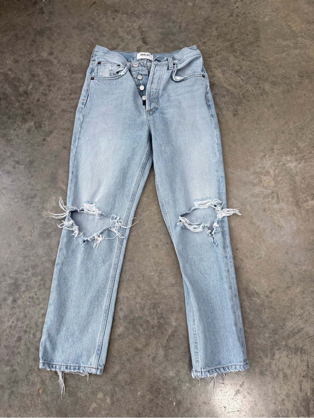 Agolde Light Blue Distressed Riley Jeans